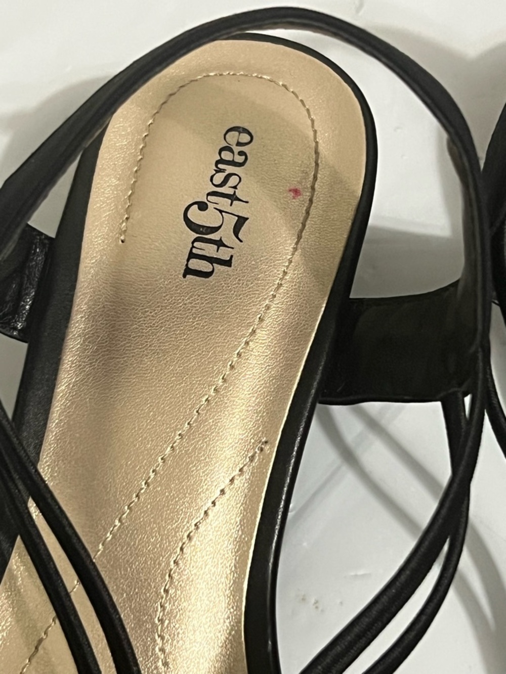 East 5th Ravena Wedge Black Open-Toe Slingback Sandal Silver Accent Y2K 7 - Picture 6 of 9